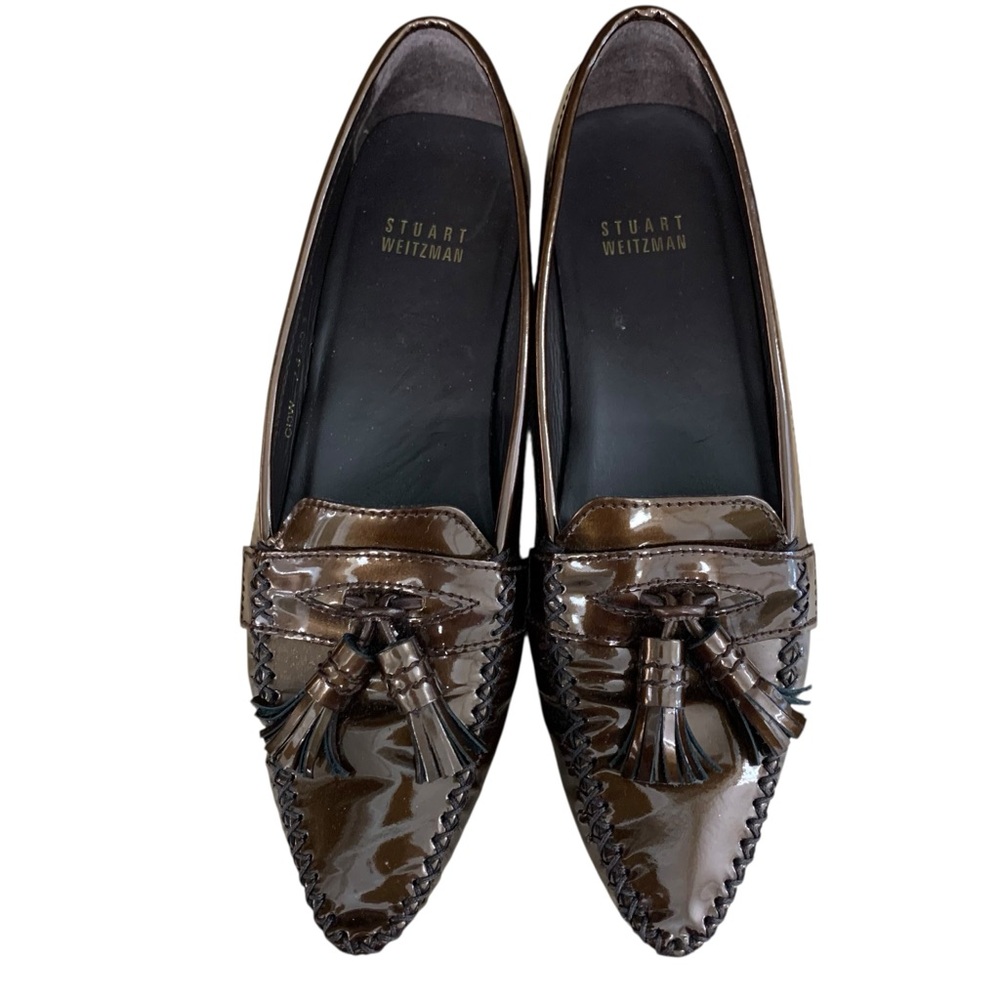 STUART WEITZMAN Brown Patent Leather Tassel Loafers Size 7